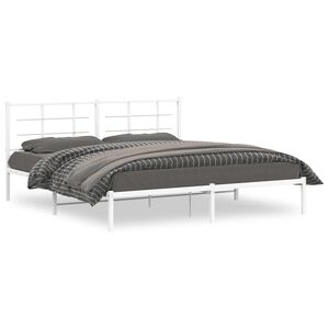 vidaXL Cadre de lit m&eacute;tal sans matelas et t&ecirc;te de lit blanc 180x200 cm