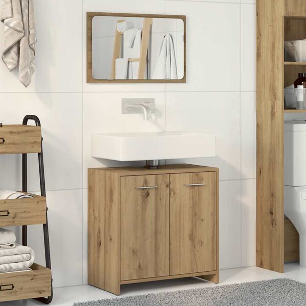 vidaXL Armoire de salle de bain avec miroir ch&ecirc;ne artisanal