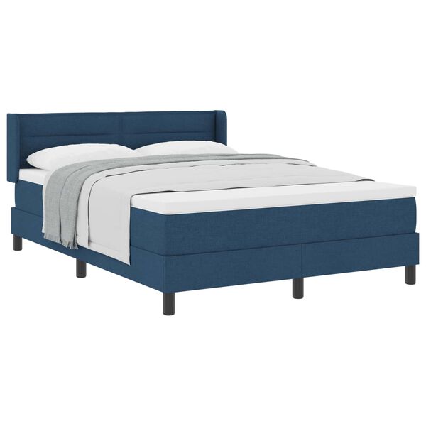 vidaXL Lit &agrave; ressorts avec matelas Bleu 190 x 140 cm Polyester