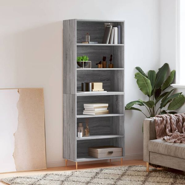 vidaXL Buffet sonoma gris 69,5x32,5x180 cm bois d'ing&eacute;nierie