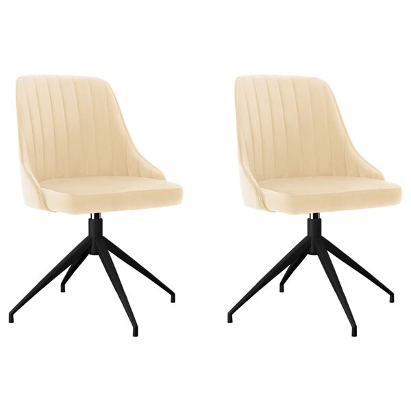 vidaXL Chaises &agrave; manger lot de 2 Cr&egrave;me Velours