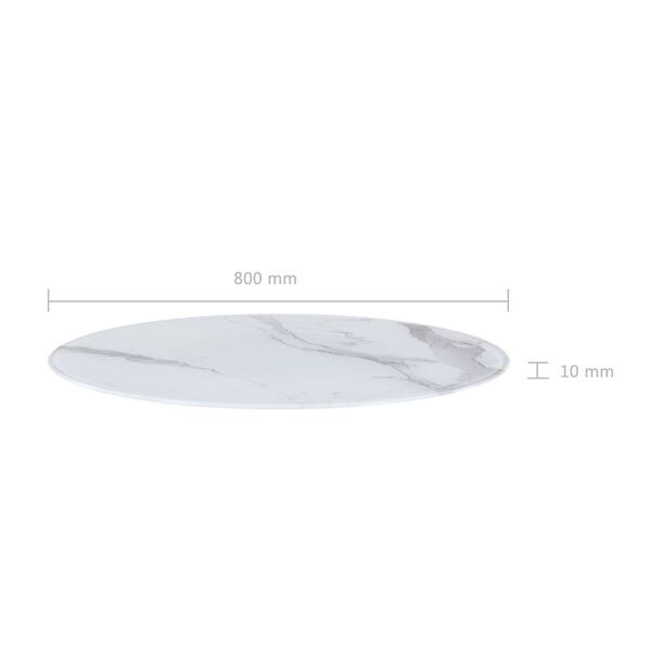 vidaXL Dessus de table blanc &Oslash;80 cm verre et texture de marbre