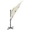 vidaXL Parasol de jardin en porte-&agrave;-faux &agrave; double toit sable