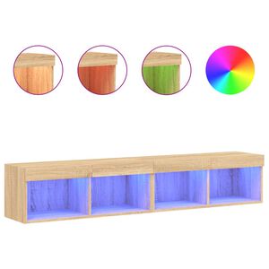 vidaXL Meubles TV avec lumi&egrave;res LED 2 pcs ch&ecirc;ne sonoma 80x30x30 cm