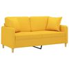 vidaXL Canap&eacute; 2 places avec oreillers et coussins Jaune clair 140 cm
