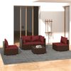 vidaXL Salon de jardin 5 pcs avec coussins r&eacute;sine tress&eacute;e marron