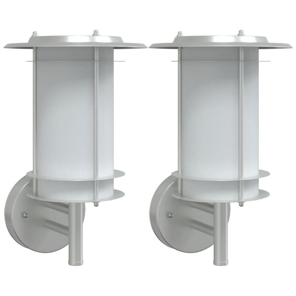 vidaXL Appliques murales d'ext&eacute;rieur 2pcs argent&eacute; acier inoxydable