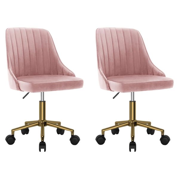 vidaXL Chaises pivotantes &agrave; manger lot de 2 rose velours