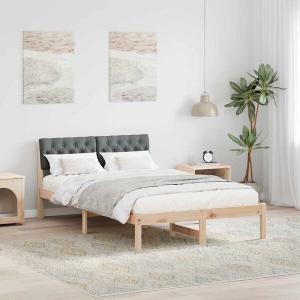 vidaXL Cadre de lit avec t&ecirc;te de lit marron et gris fonc&eacute; 120 x 190 cm