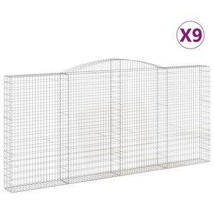 vidaXL Paniers &agrave; gabions arqu&eacute;s 9 pcs 400x30x180/200 cm Fer galvanis&eacute;