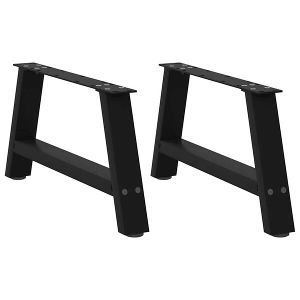 vidaXL Pieds de table basse en forme de A, 2 pi&egrave;ces, noir, 60 x (30-31) cm, acier