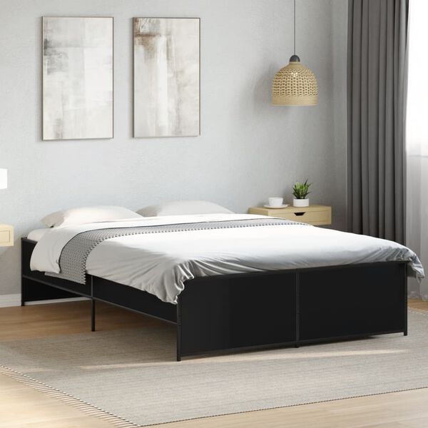 vidaXL Cadre de lit sans matelas noir 135x190 cm