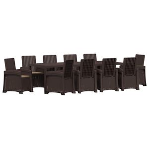 vidaXL Ensemble de salle &agrave; manger pour jardin 11 pc Marron et taupe PP