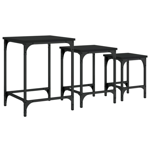 vidaXL Tables basses gigognes 3 pcs noir bois d'ing&eacute;nierie