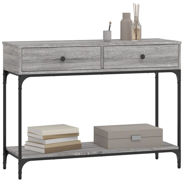 vidaXL Table console sonoma gris 100x34,5x75 cm bois d'ing&eacute;nierie