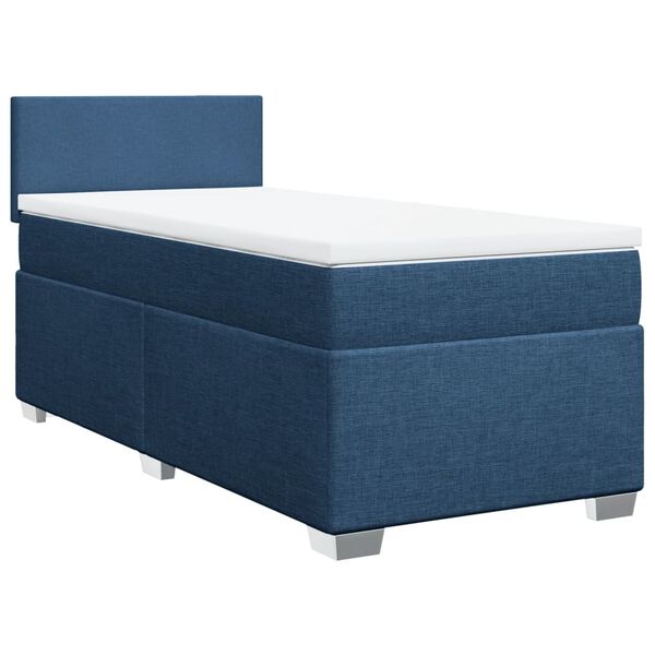 vidaXL Sommier &agrave; lattes de lit avec matelas Bleu 80x200 cm Tissu