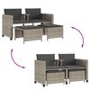 vidaXL Canap&eacute; de jardin 2 places avec table tabourets gris clair rotin