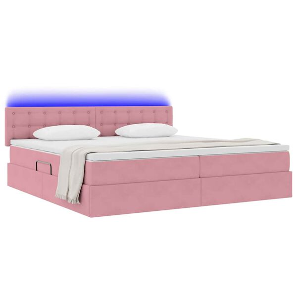 vidaXL Lit avec rangement et LED avec LED Rose 200 x 200 cm Velours