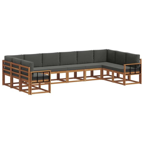 vidaXL Ensemble de canap&eacute;s d'ext&eacute;rieur 10 pcs Naturel et Anthracite