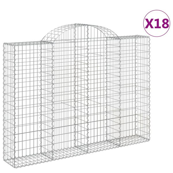 vidaXL Paniers &agrave; gabions arqu&eacute;s 18 pcs 200x30x140/160 cm Fer galvanis&eacute;