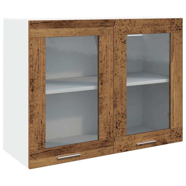 vidaXL Vitrine suspendue "Lyon" Bois ancien 80 x 31 x 60 cm Bois d'ing&eacute;nierie