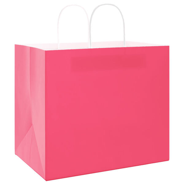 vidaXL Sacs en papier 50 pcs avec poign&eacute;es rose 32x22x28 cm