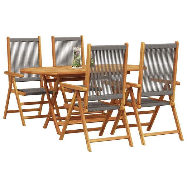 vidaXL Ensemble de salle &agrave; manger pour jardin 5 pcs Gris