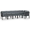 vidaXL Salon de jardin 6 pcs noir et gris r&eacute;sine tress&eacute;e
