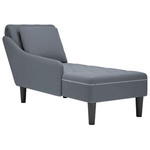vidaXL Fauteuil long et coussin et accoudoir droit gris fonc&eacute; velours