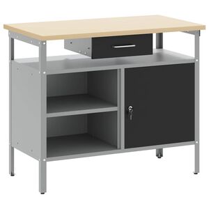 vidaXL &Eacute;tabli Noir et gris 100 x 55 x 85 cm Bois d'ing&eacute;nierie et acier