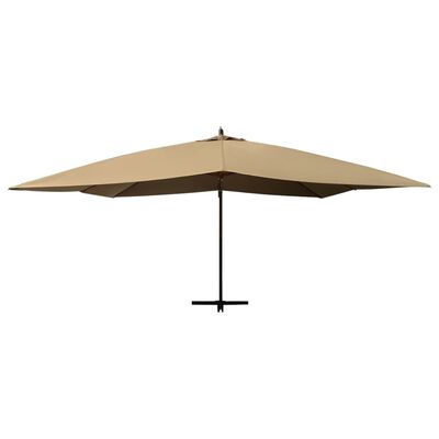 vidaXL Parasol de jardin en porte-à-faux avec mât en bois taupe