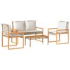vidaXL Salon de jardin avec coussins 4pcs m&eacute;lange beige r&eacute;sine tress&eacute;e