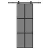 vidaXL Porte coulissante kit de quincaillerie tremp&eacute; verre aluminium