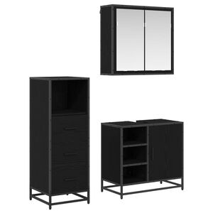 vidaXL Ensemble de mobilier de salle de bain 3 pc Ch&ecirc;ne noir