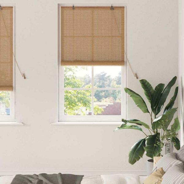 vidaXL Store enrouleur avec des rideaux Marron 90 x 220 cm Bambou