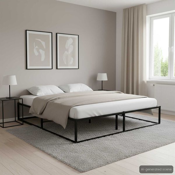 vidaXL Cadre de lit sans matelas noir m&eacute;tal 200x200 cm
