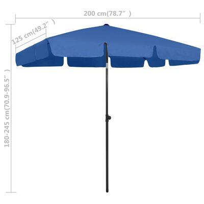 vidaXL Parasol de plage bleu azuré 200x125 cm