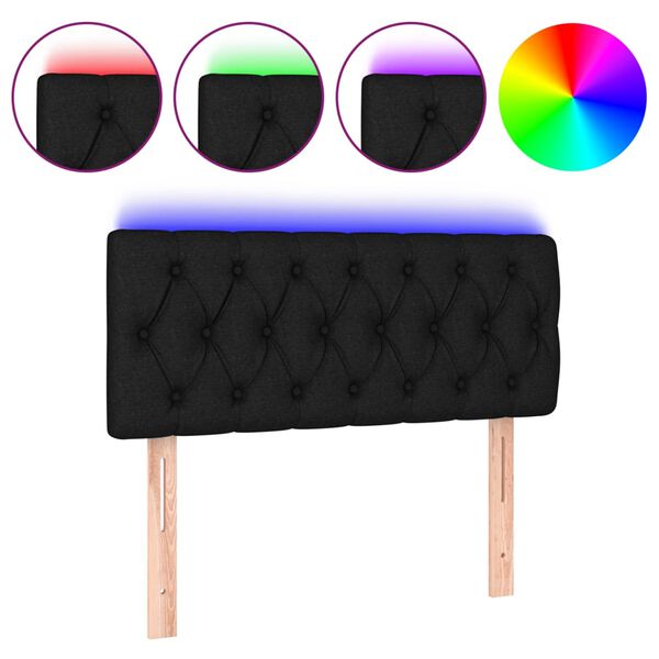 vidaXL T&ecirc;te de lit &agrave; LED Noir 90x7x78/88 cm Tissu