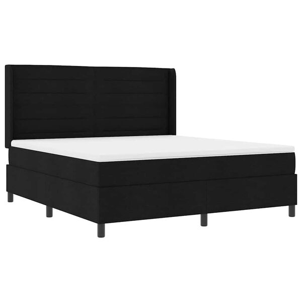vidaXL Lit &agrave; ressort LED avec matelas Noir 180 x 200 cm tissu