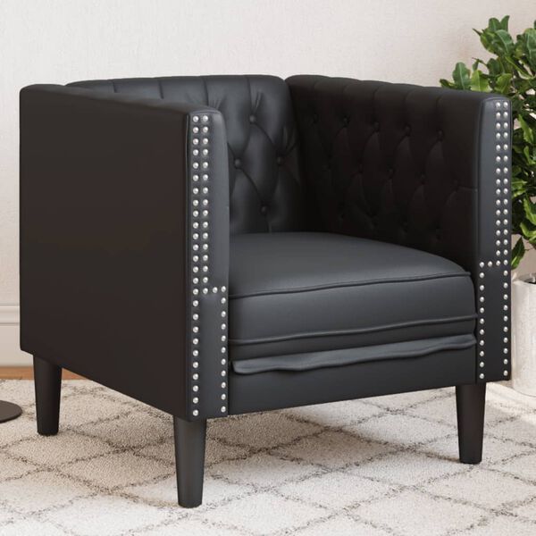 vidaXL Fauteuil Chesterfield noir similicuir