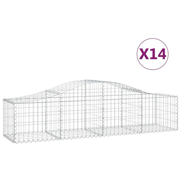 vidaXL Paniers à gabions arqués 14 pcs 200x50x40/60 cm fer galvanisé