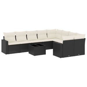 vidaXL Salon de jardin 10 pcs avec coussins noir r&eacute;sine tress&eacute;e