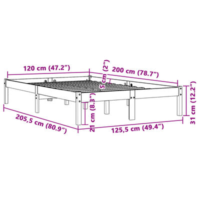 vidaXL Cadre de lit sans matelas cire marron 120x200cm bois pin massif