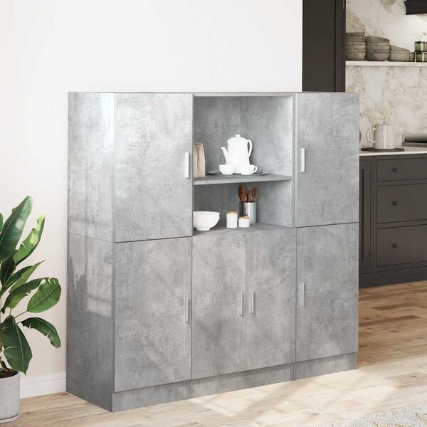 vidaXL Ensemble d'armoires de cuisine 3 pcs gris b&eacute;ton