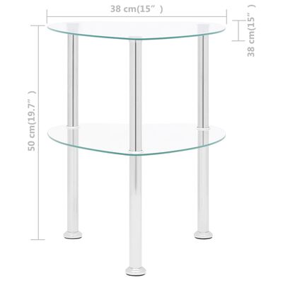 vidaXL Table d'appoint 2 niveaux Transparent 38x38x50 cm Verre trempé