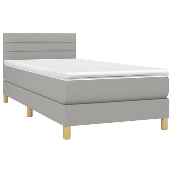 vidaXL Sommier &agrave; lattes de lit avec matelas Gris clair 100x200cm Tissu