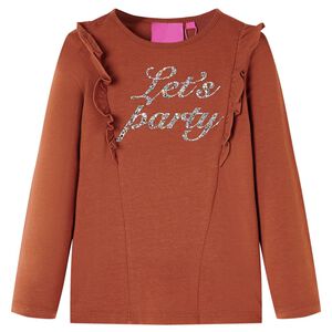 vidaXL T-shirt enfants &agrave; manches longues cognac 128