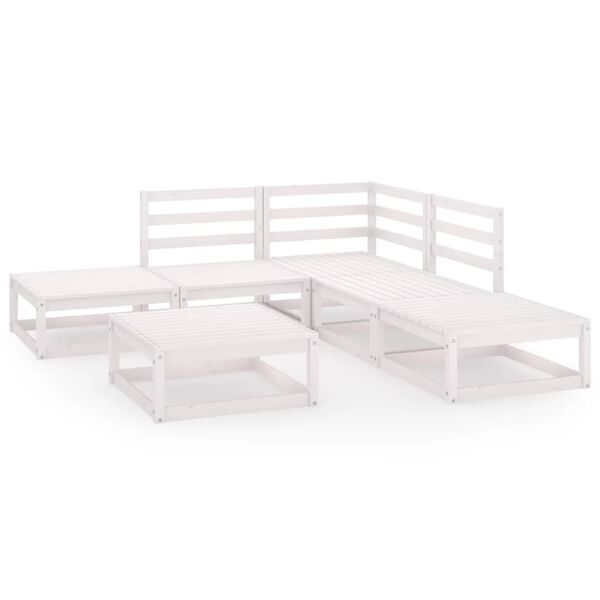 vidaXL Salon de jardin 6 pcs Blanc Bois de pin massif
