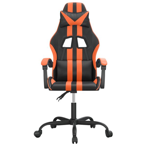 vidaXL Chaise de jeu pivotante Noir et orange Similicuir