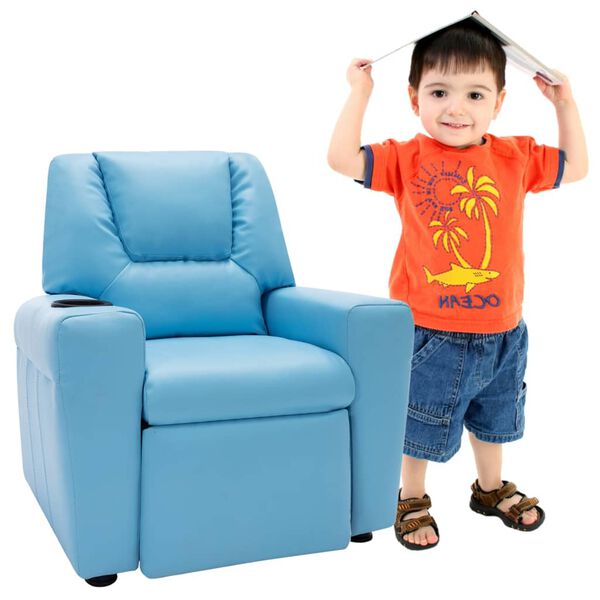 vidaXL Fauteuil inclinable enfants Similicuir Bleu